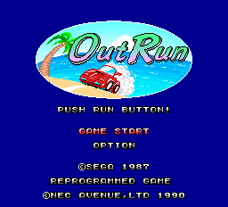 Out Run title screen for PC Engine